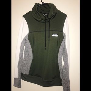 PINK Olive Green Cowl Neck Sweatshirt